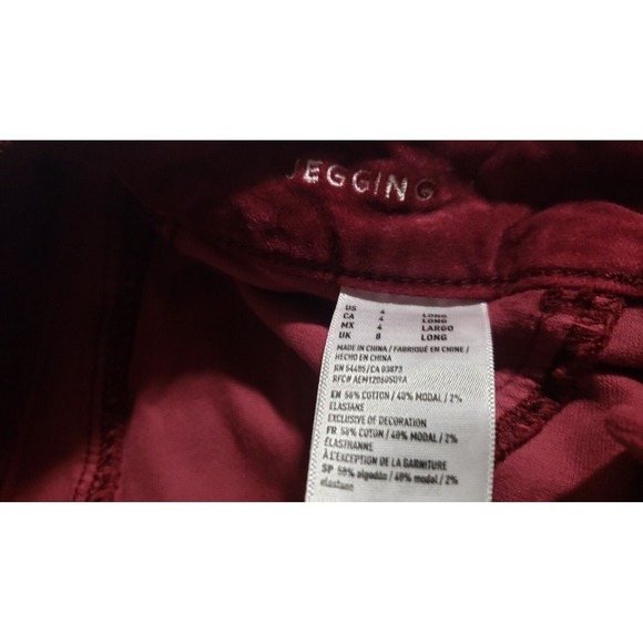 American Eagle Outfitters  Womens Maroon Velvet Super Stretch‎ Jegging| 2S - Picture 3 of 5